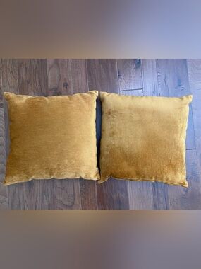 Golden Brown Velvet Throw Pillows 17”x17.5”  Soft Decorative Square Pack of 2